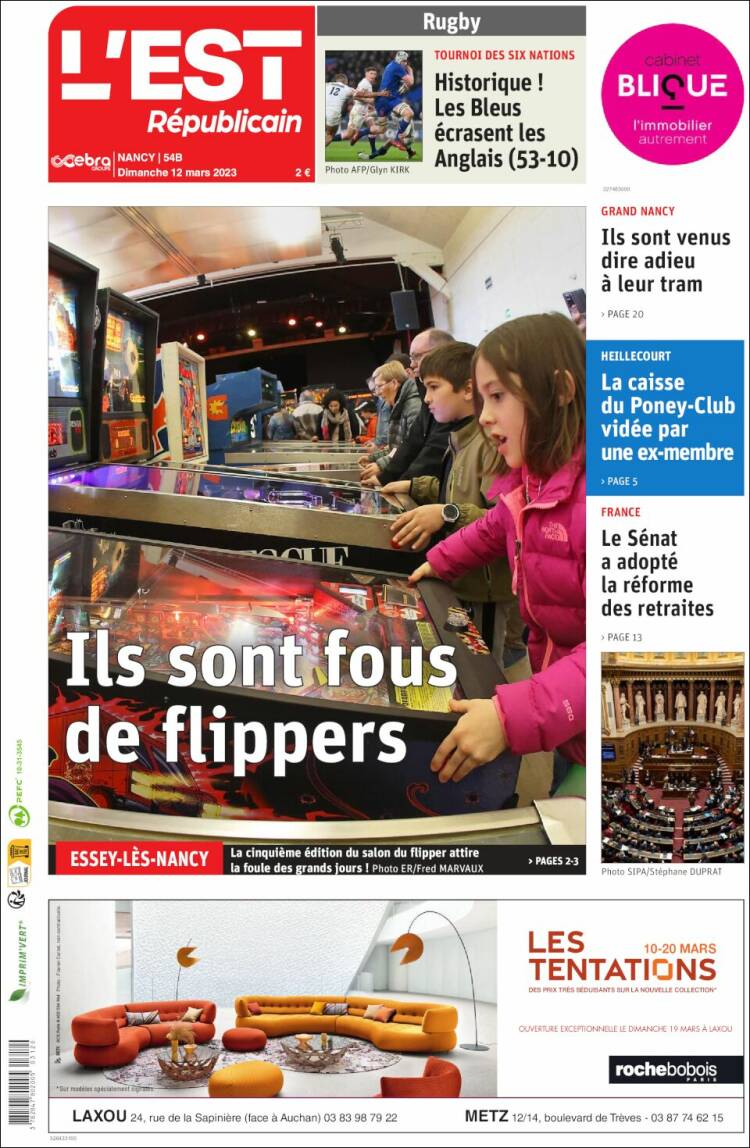 Portada de L'Est Republicain (Francia)