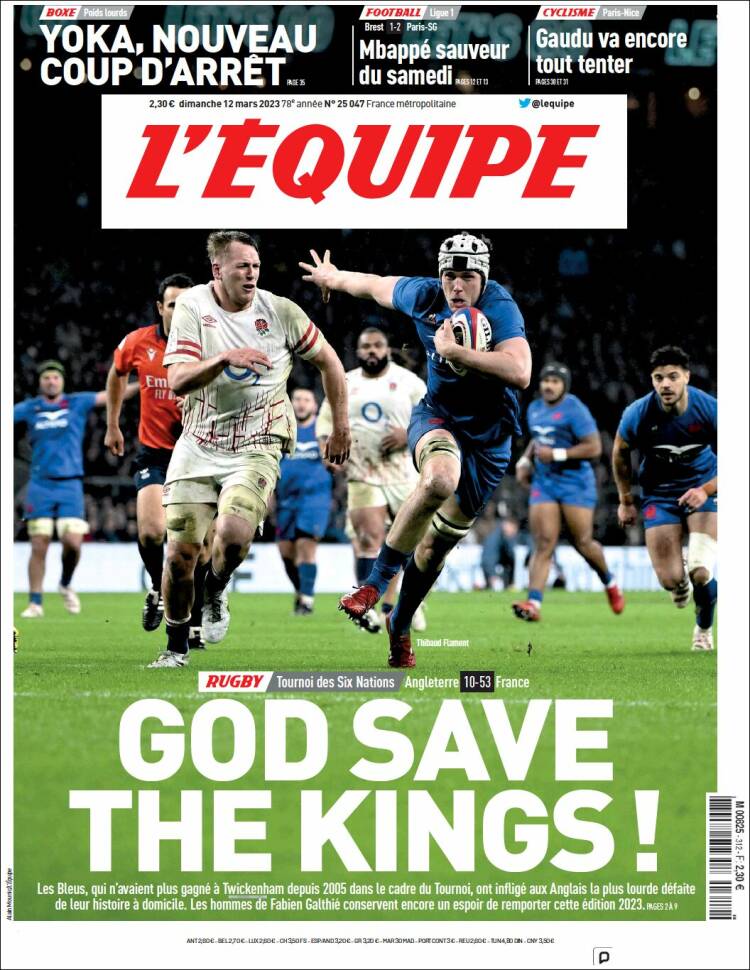 Portada de L'Equipe (Francia)