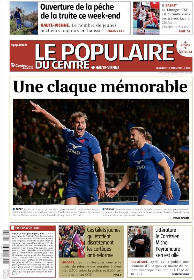 Portada de Le Populaire du Centre (Francia)