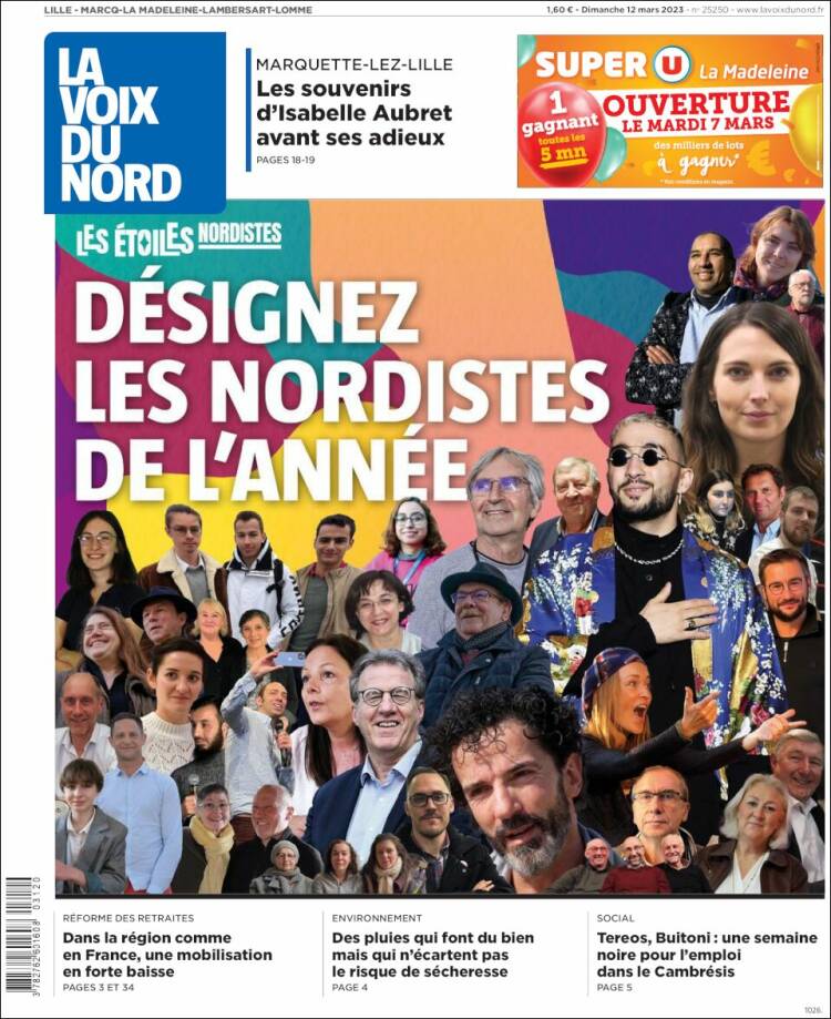 Portada de La Voix du Nord (Francia)