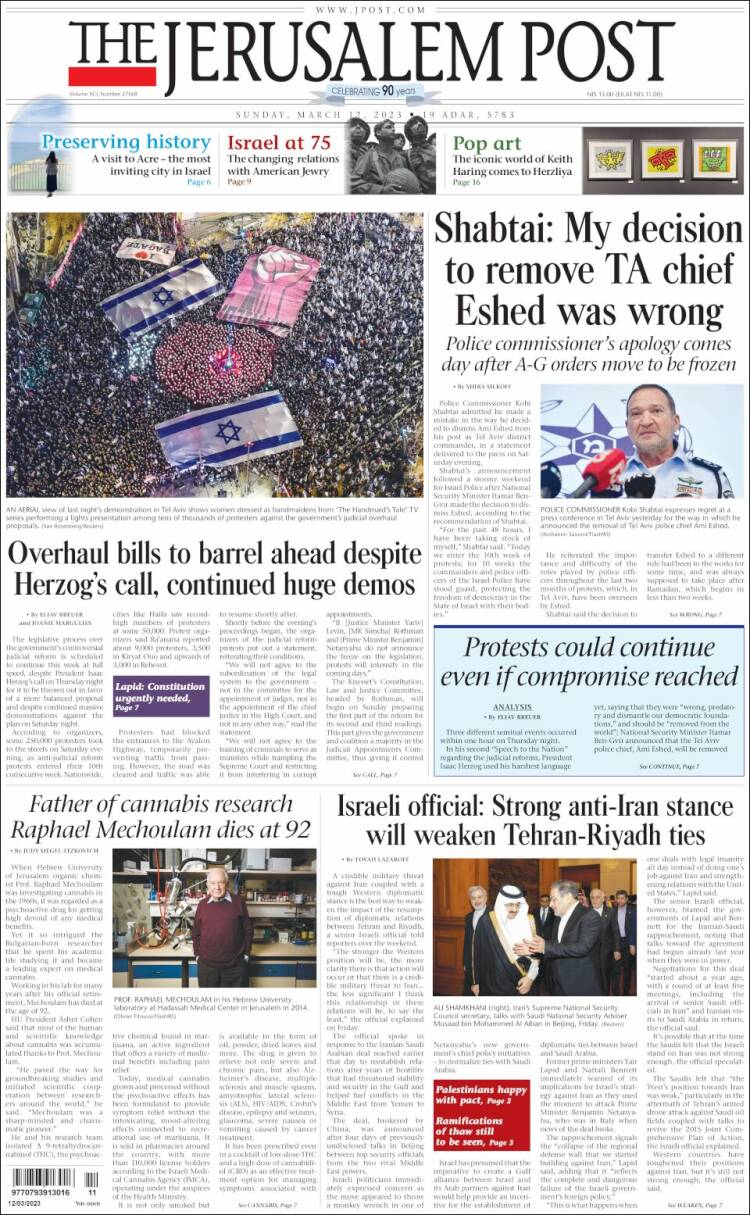 Portada de The Jerusalem Post (Israel)