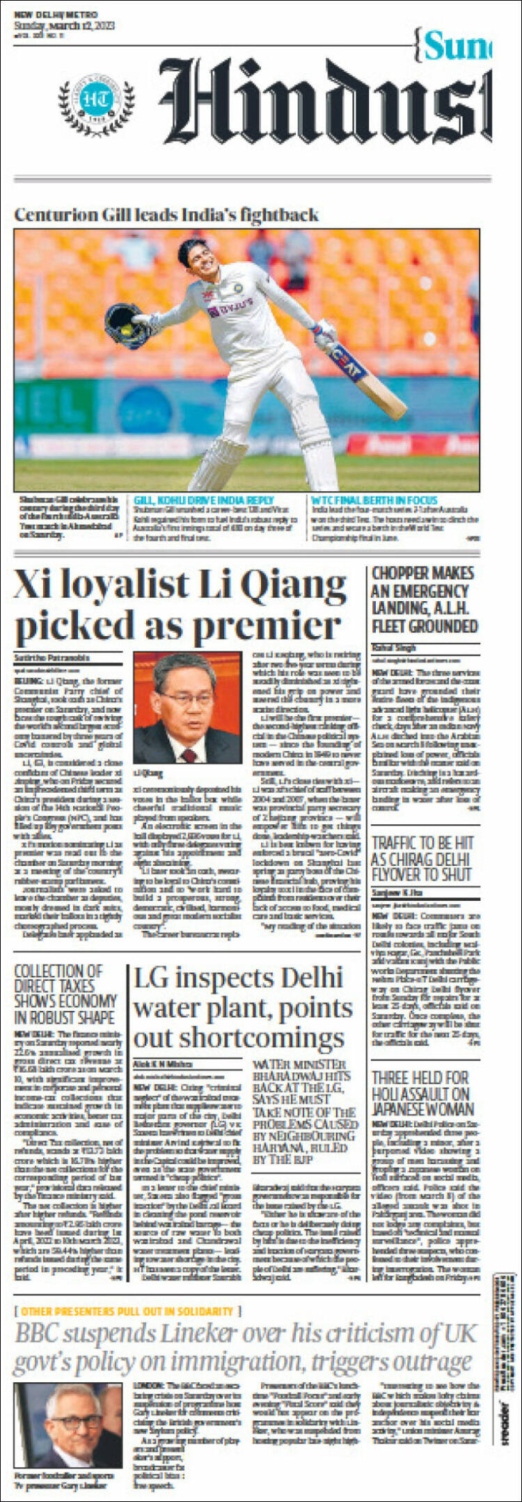 Portada de Hindustan Times (India)