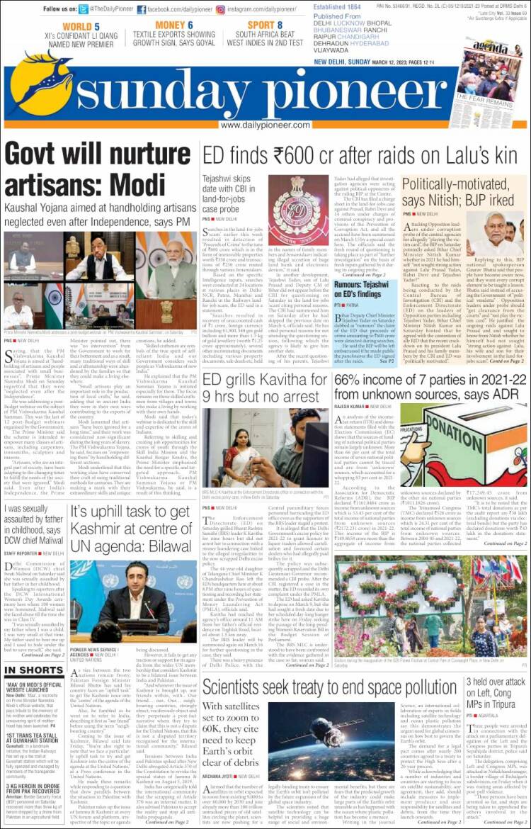 Portada de The Pioneer (India)