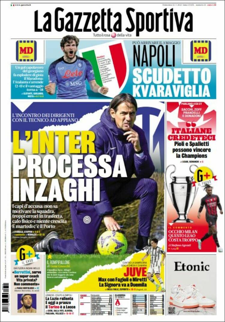 Portada de La Gazzetta dello Sport (Italia)