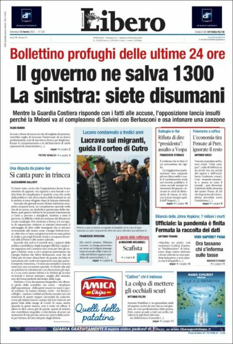 Portada de Libero (Italia)