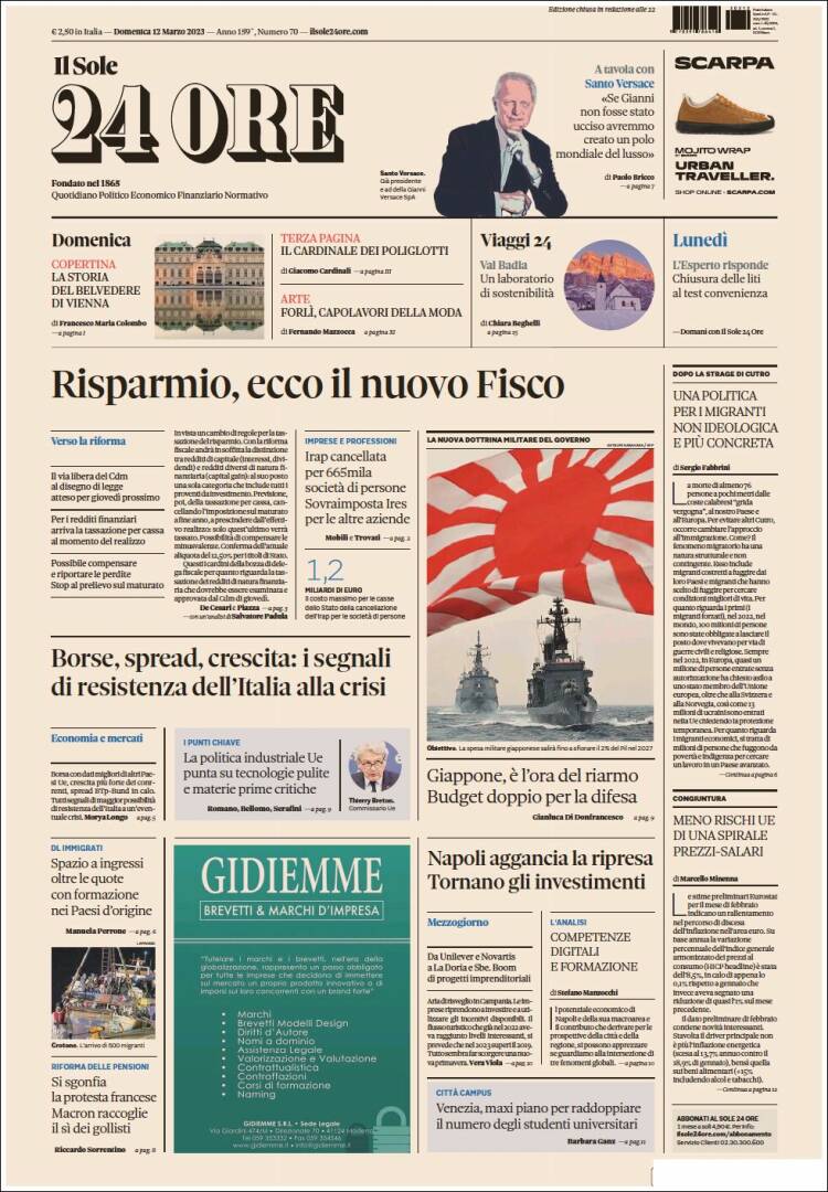 Portada de Il Sole 24 ORE (Italia)