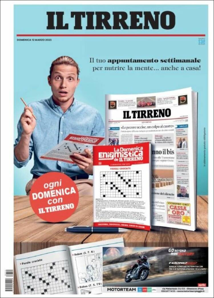 Portada de Il Tirreno (Italia)