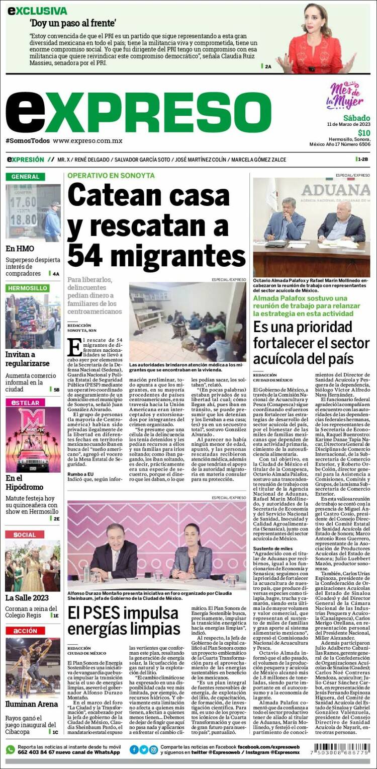 Portada de Expreso (M&eacute;xico)