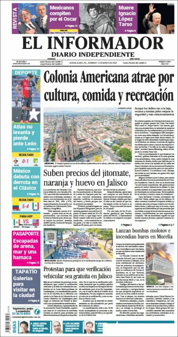 Portada de El Informador (M&eacute;xico)