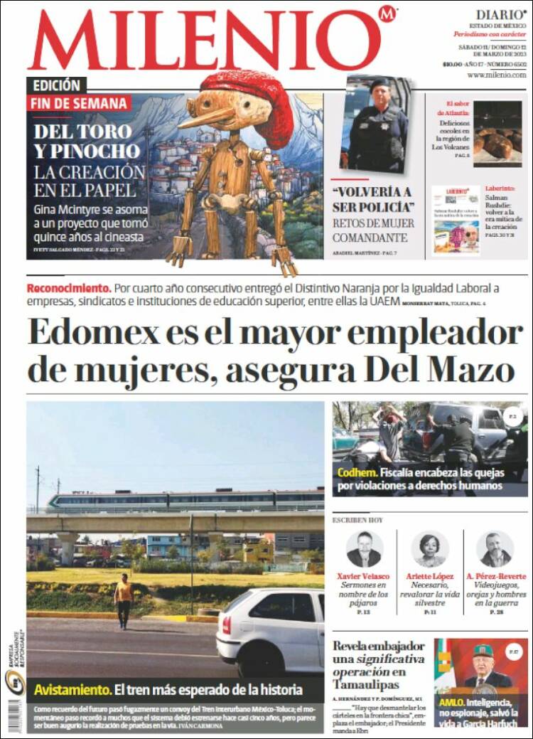 Portada de Milenio - Estado de México (Mexique)