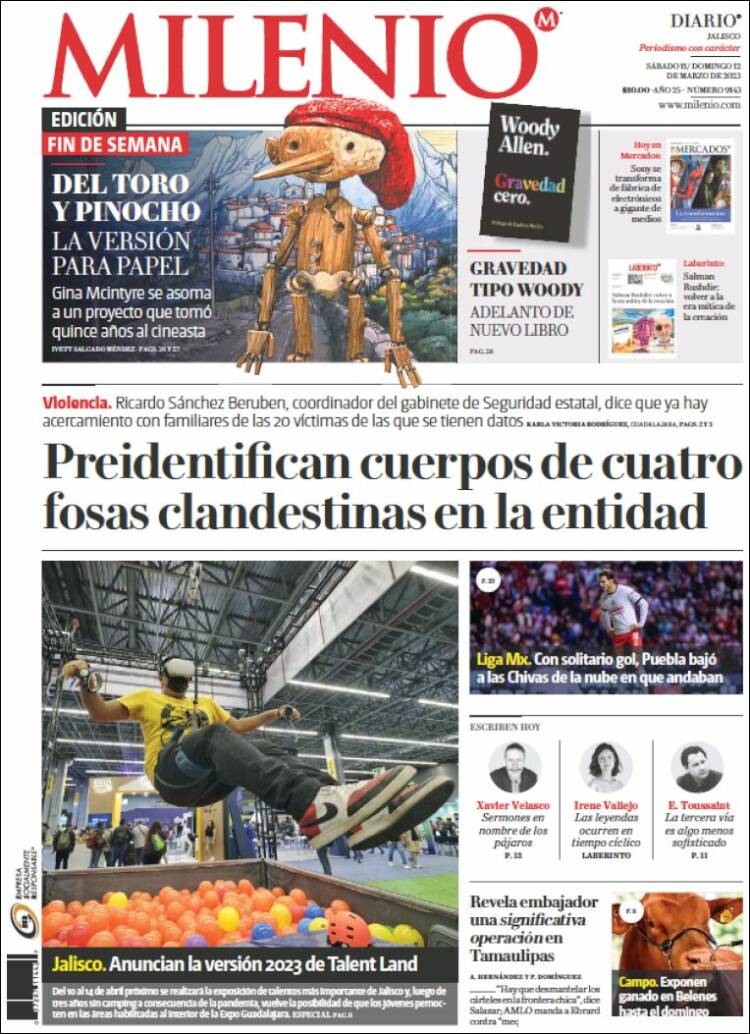 Portada de Milenio - Jalisco (M&eacute;xico)