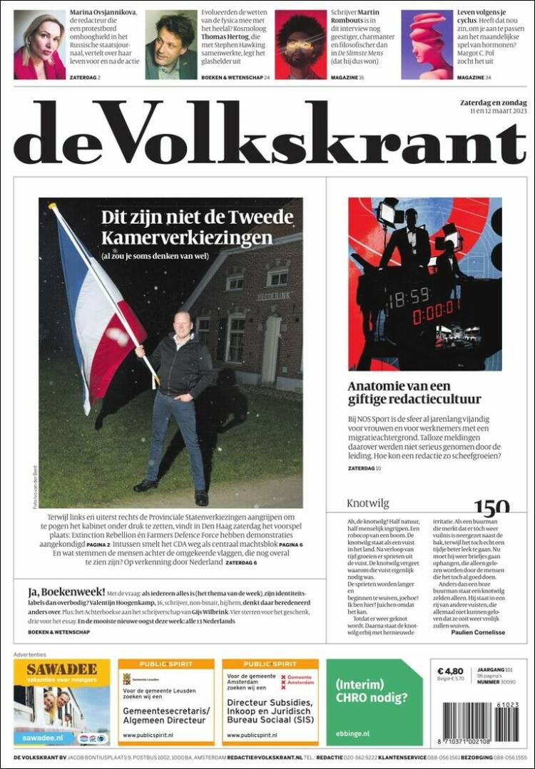 Portada de De Volkskrant (Pa&iacute;ses Bajos)