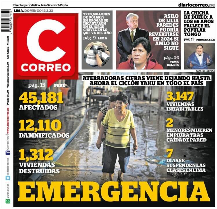 Portada de Diario Correo (Per&uacute;)