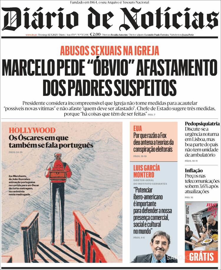 Portada de Diário de Noticias (Portugal)