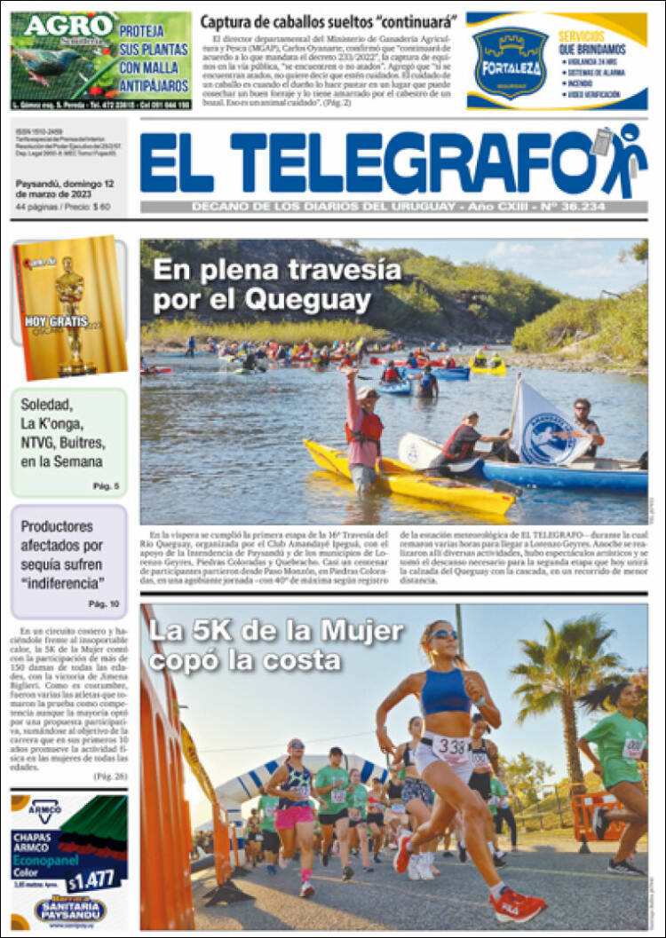 Portada de El Telégrafo (Uruguay)