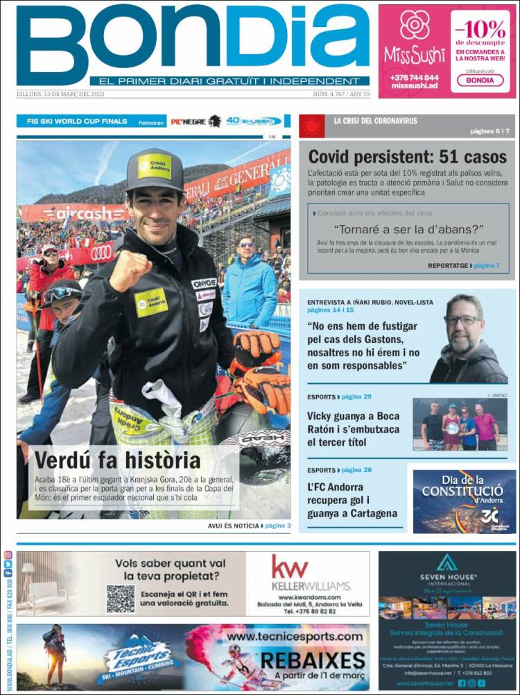 Portada de Diari Bondia (Andorra)