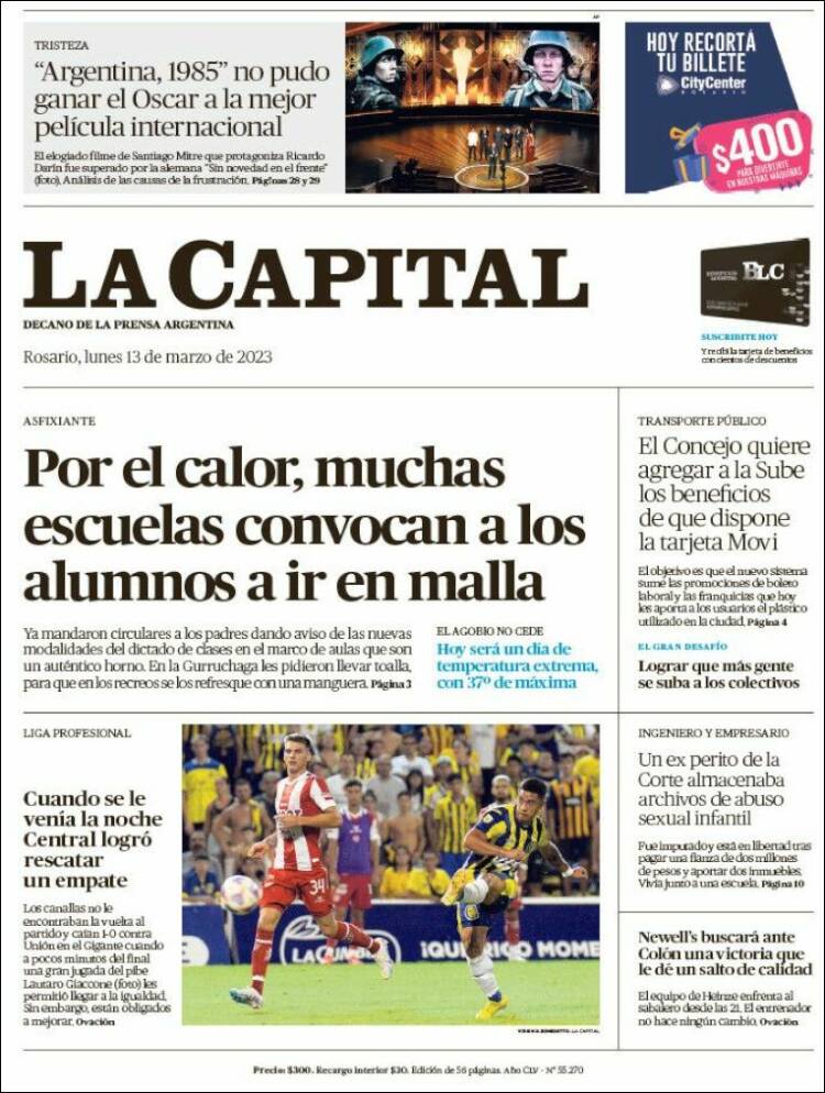 Portada de La Capital - Rosario (Argentina)