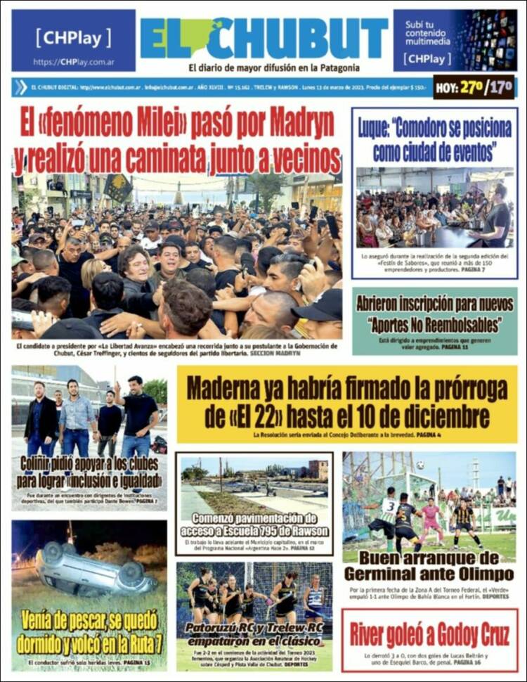 Portada de El Chubut (Argentina)