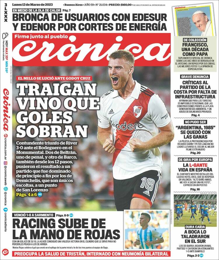 Portada de Crónica (Argentina)