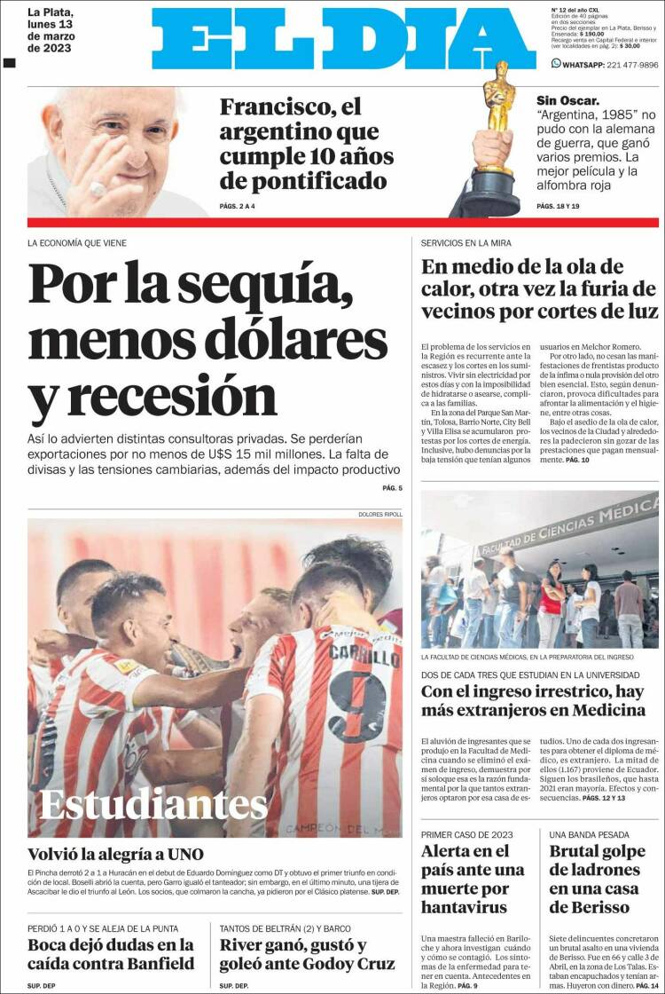 Portada de El Día de la Plata (Argentina)