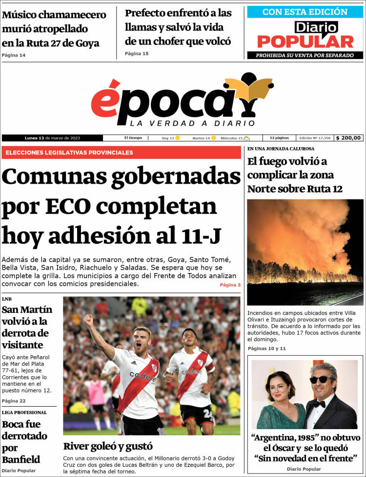 Portada de Diario Época (Argentina)