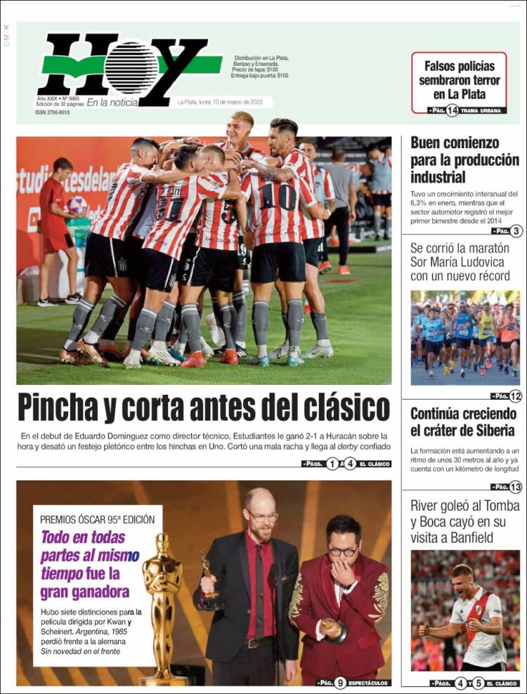 Portada de Diario Hoy (Argentina)