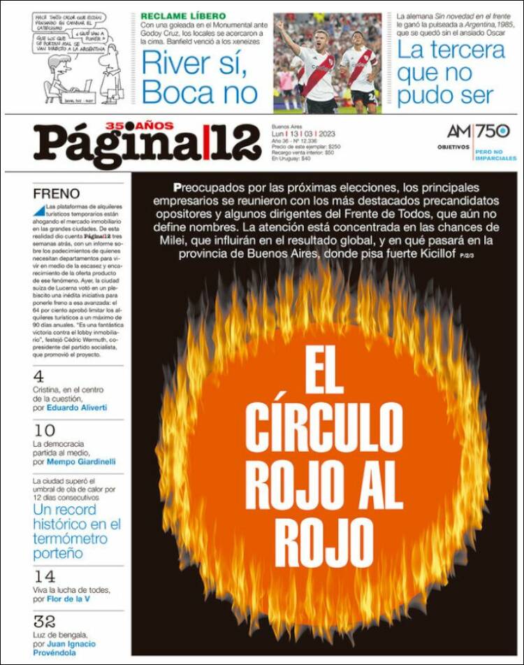 Portada de Página/12 (Argentina)
