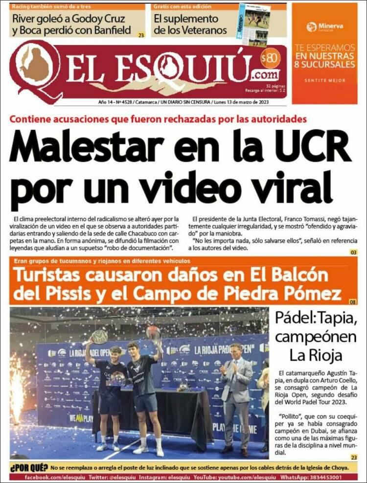 Portada de El Esquiu (Argentina)
