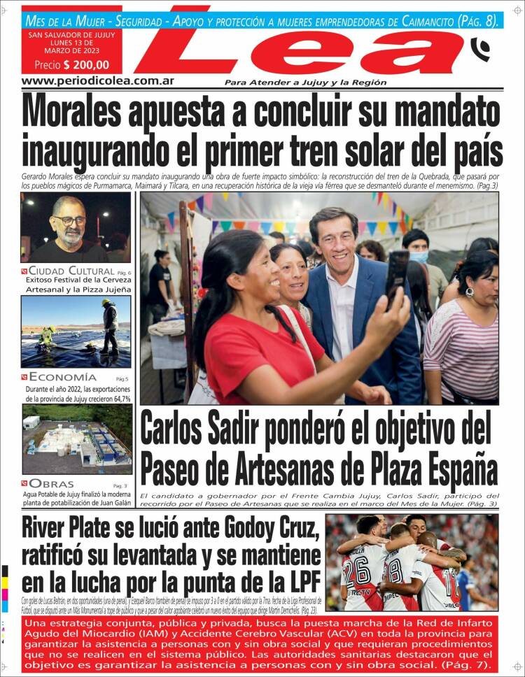 Portada de Periódico Lea (Argentina)