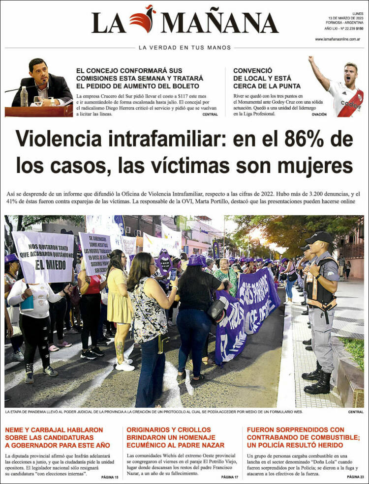 Portada de Diario La Mañana (Argentina)