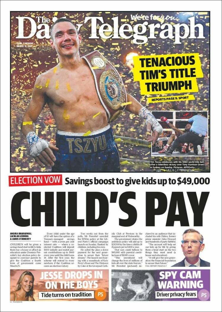 Portada de The Daily Telegraph (Australia)