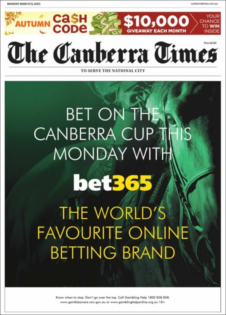 Portada de The Canberra Times (Australia)