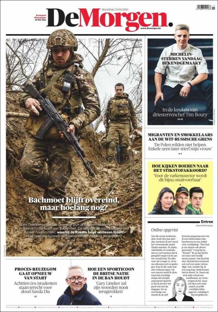 Portada de De Morgen (B&eacute;lgica)