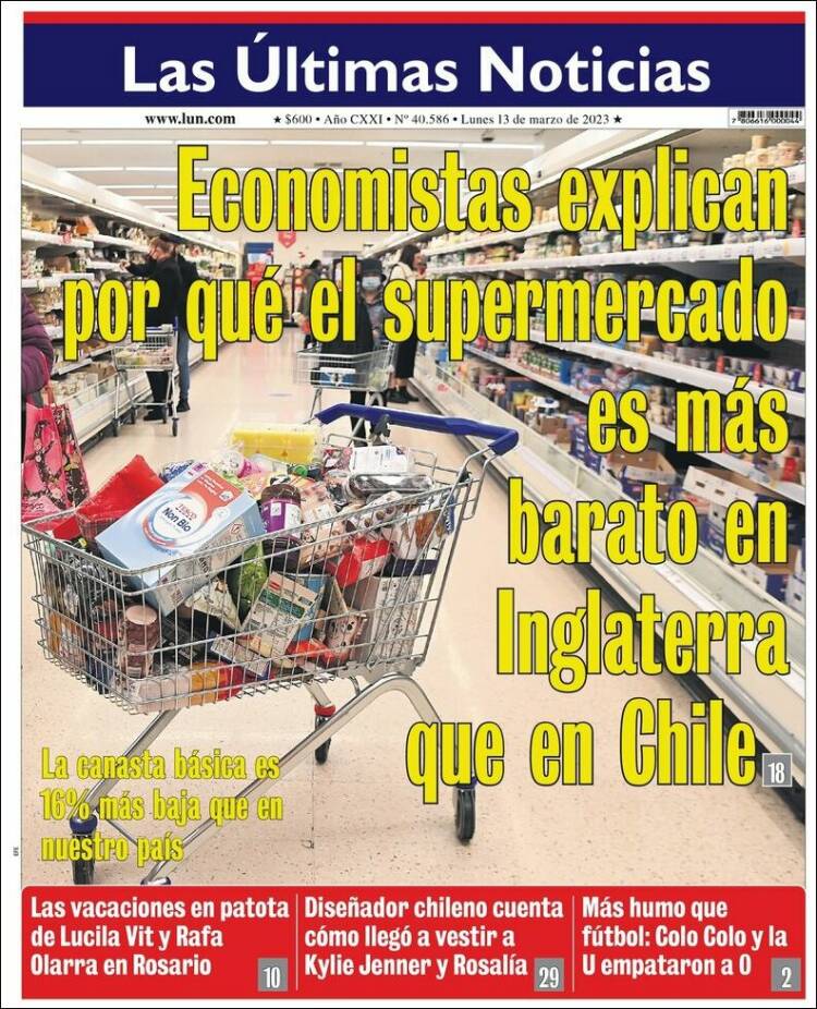 Periódico Las Últimas Noticias (Chile). Periódicos de Chile. Edición de