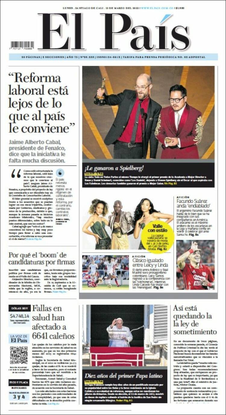 Portada de El País - Cali (Colombia)