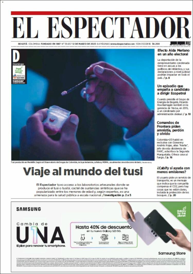 Portada de El Espectador (Colombia)