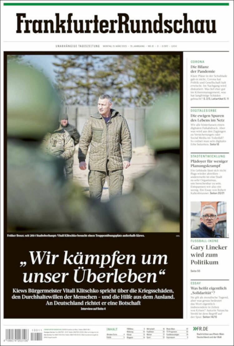 Portada de Frankfurter Rundschau (Alemania)