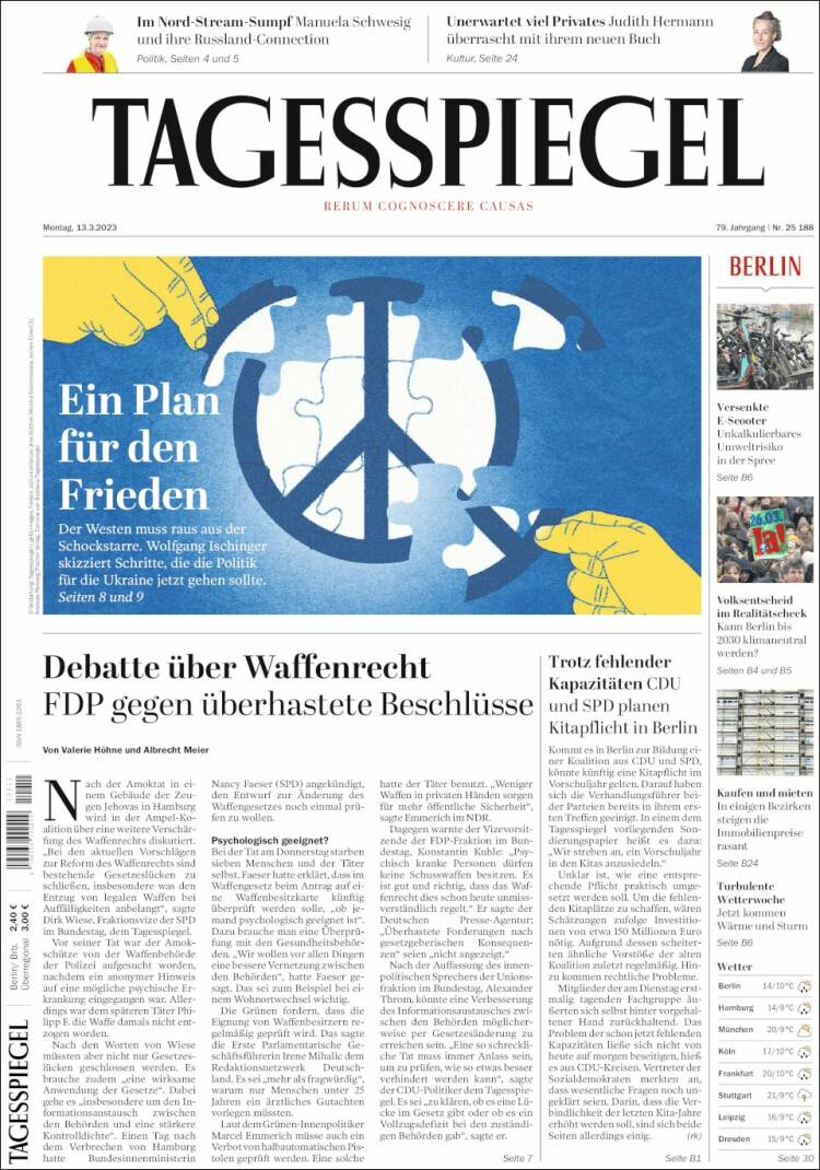 Portada de Der Tagesspiegel (Alemania)