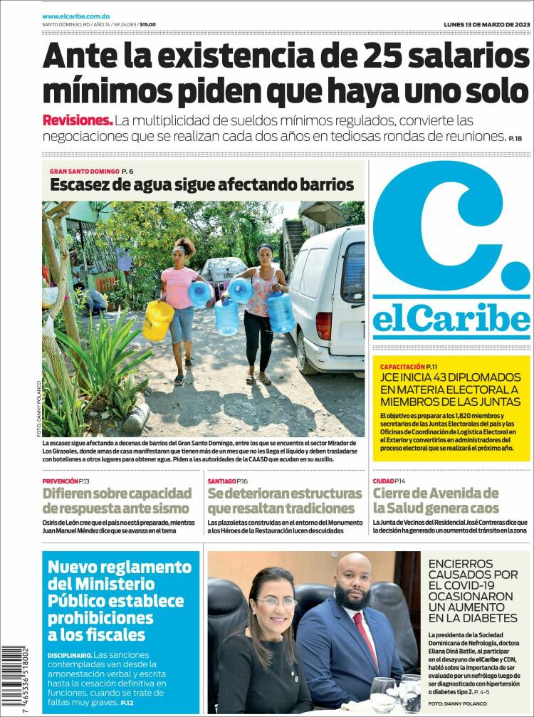 Portada de El Caribe (R. Dominicana)