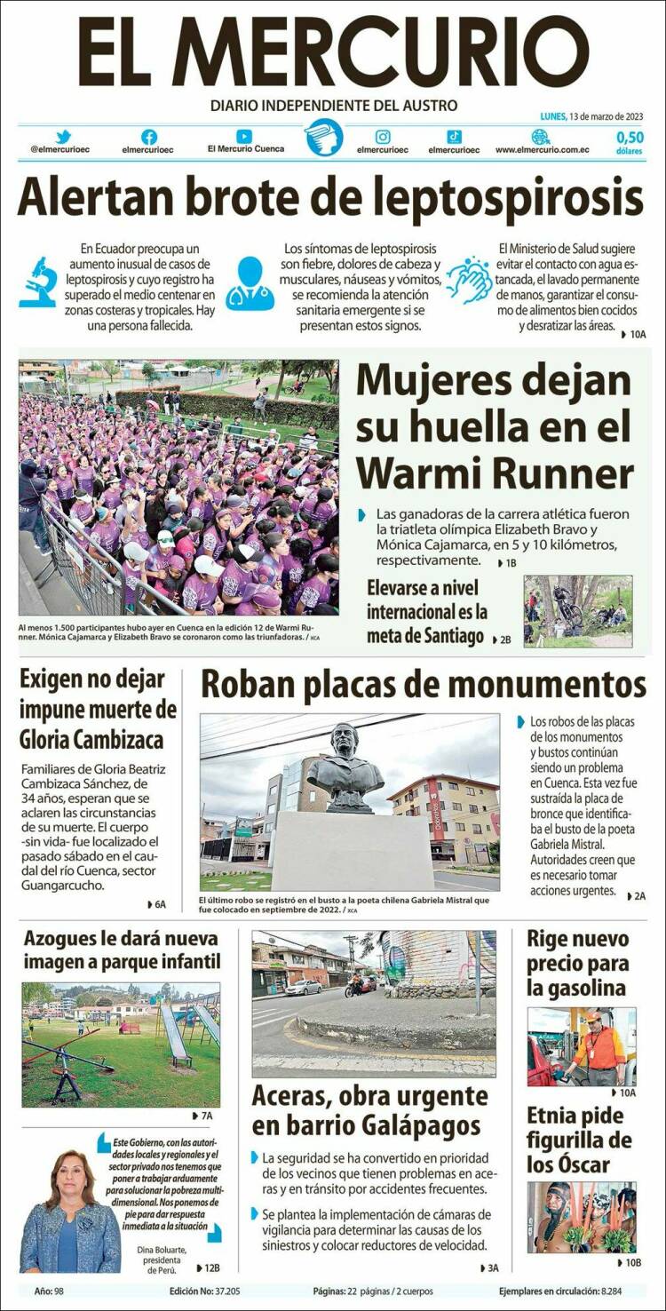 Portada de Diario El Mercurio (Ecuador)