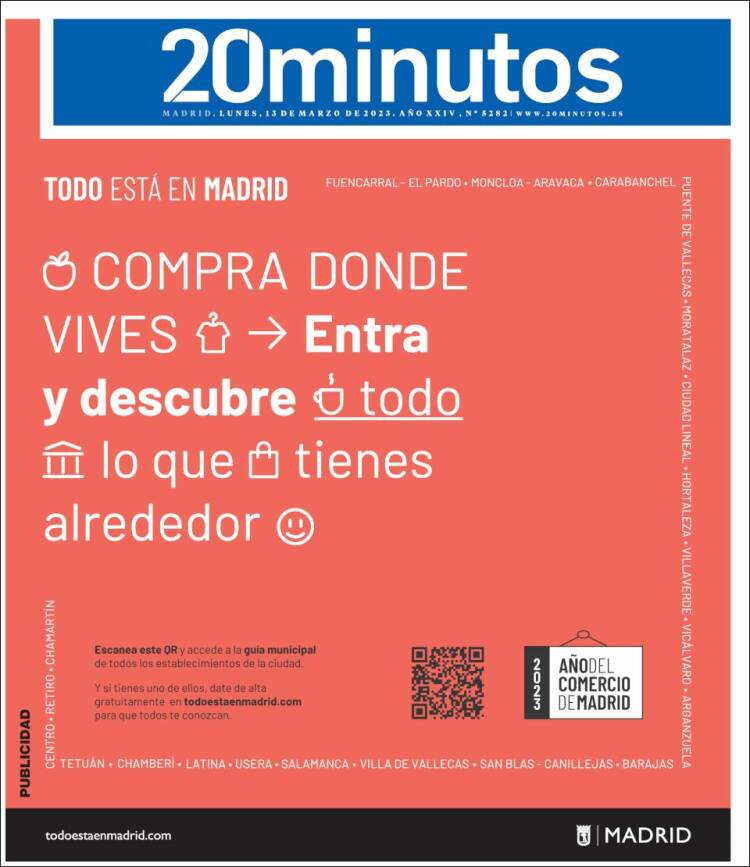 Portada de 20 Minutos - Madrid (España)