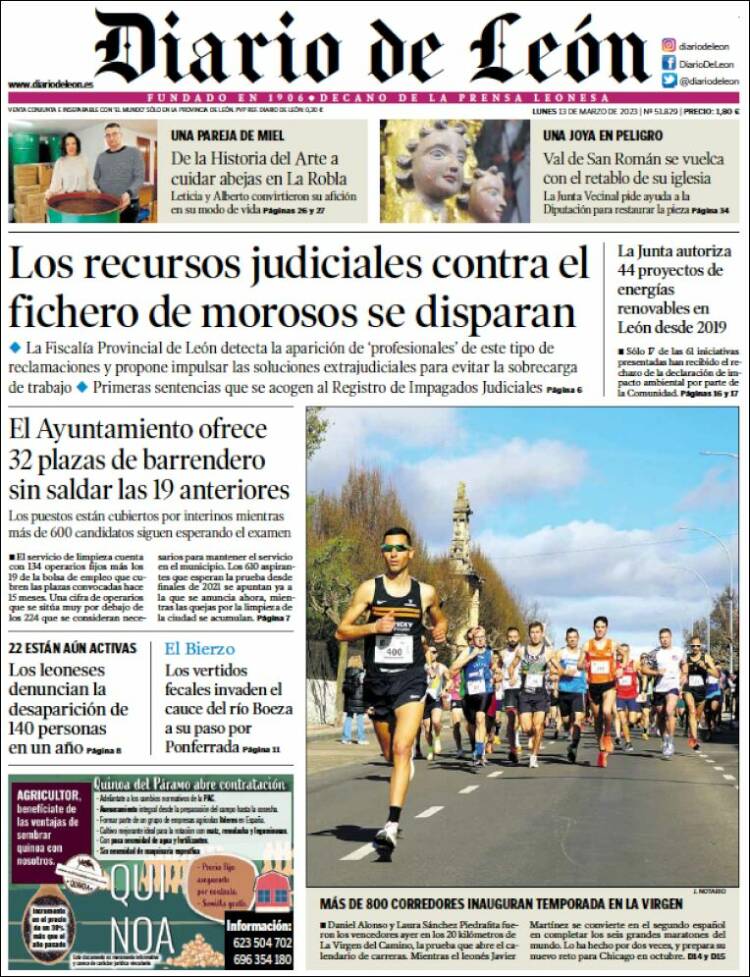 Portada de Diario de León (España)