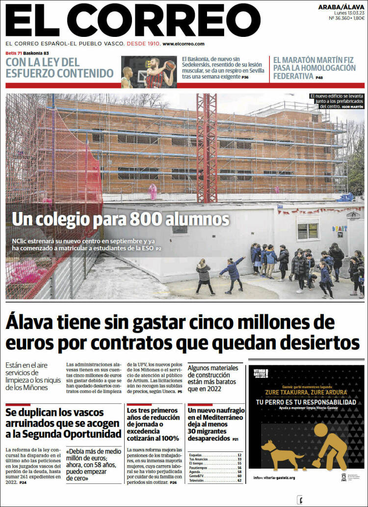 Portada de El Correo - Álava (España)