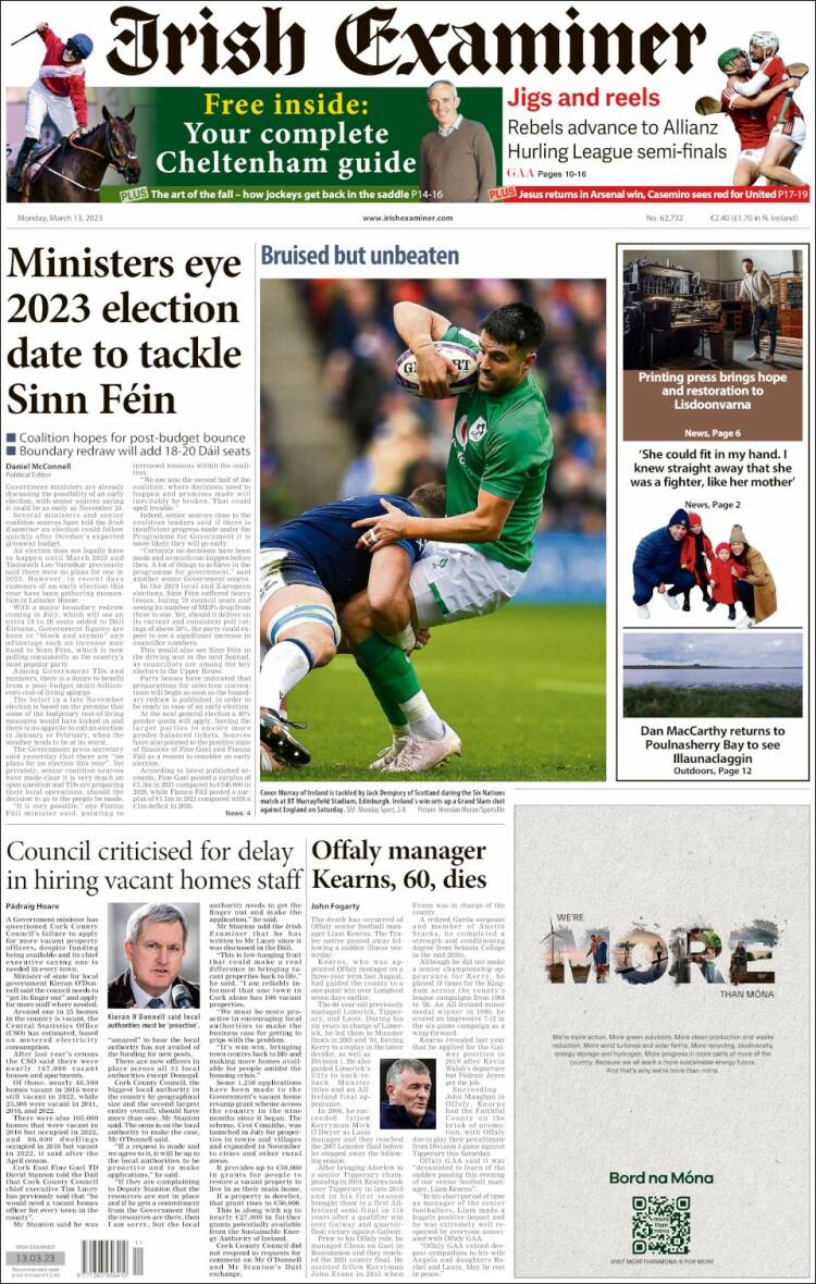 Portada de Irish Examiner (Irlanda)