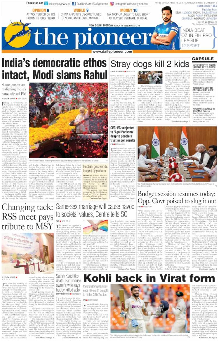 Portada de The Pioneer (India)