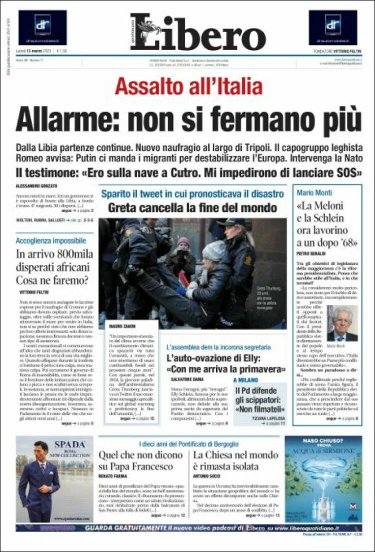 Portada de Libero (Italia)
