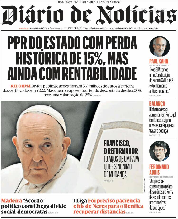 Portada de Diário de Noticias (Portugal)
