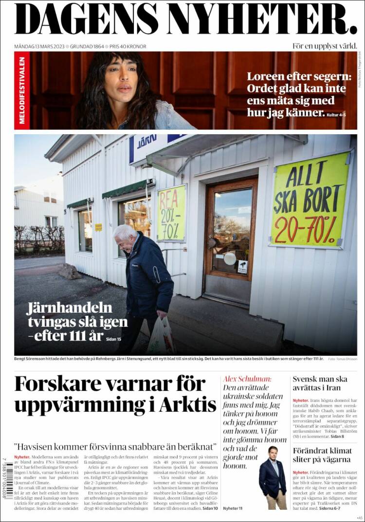 Portada de Dagens Nyheter (Suecia)