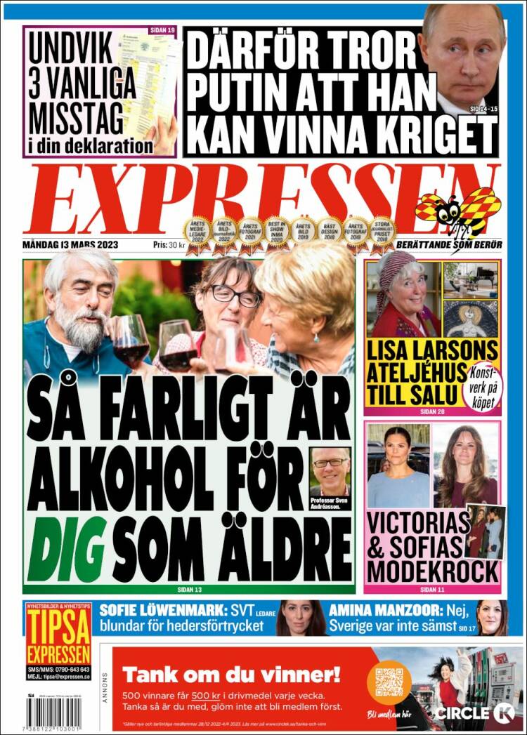 Portada de Expressen (Suecia)