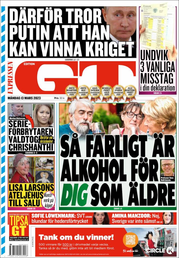Portada de Göteborgstidningen (Suecia)